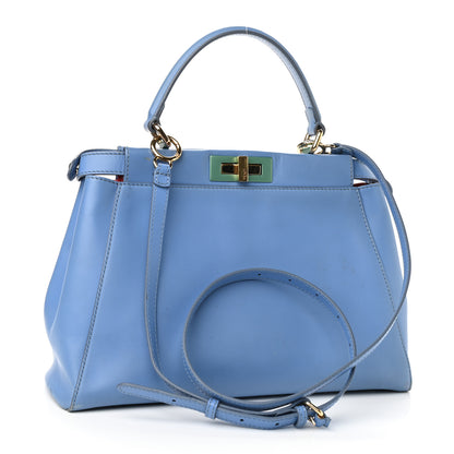 Fendi Vitello Morgan Shiny Nappa Medium Peekaboo Iconic Satchel Maldives Papavero 3 of 14