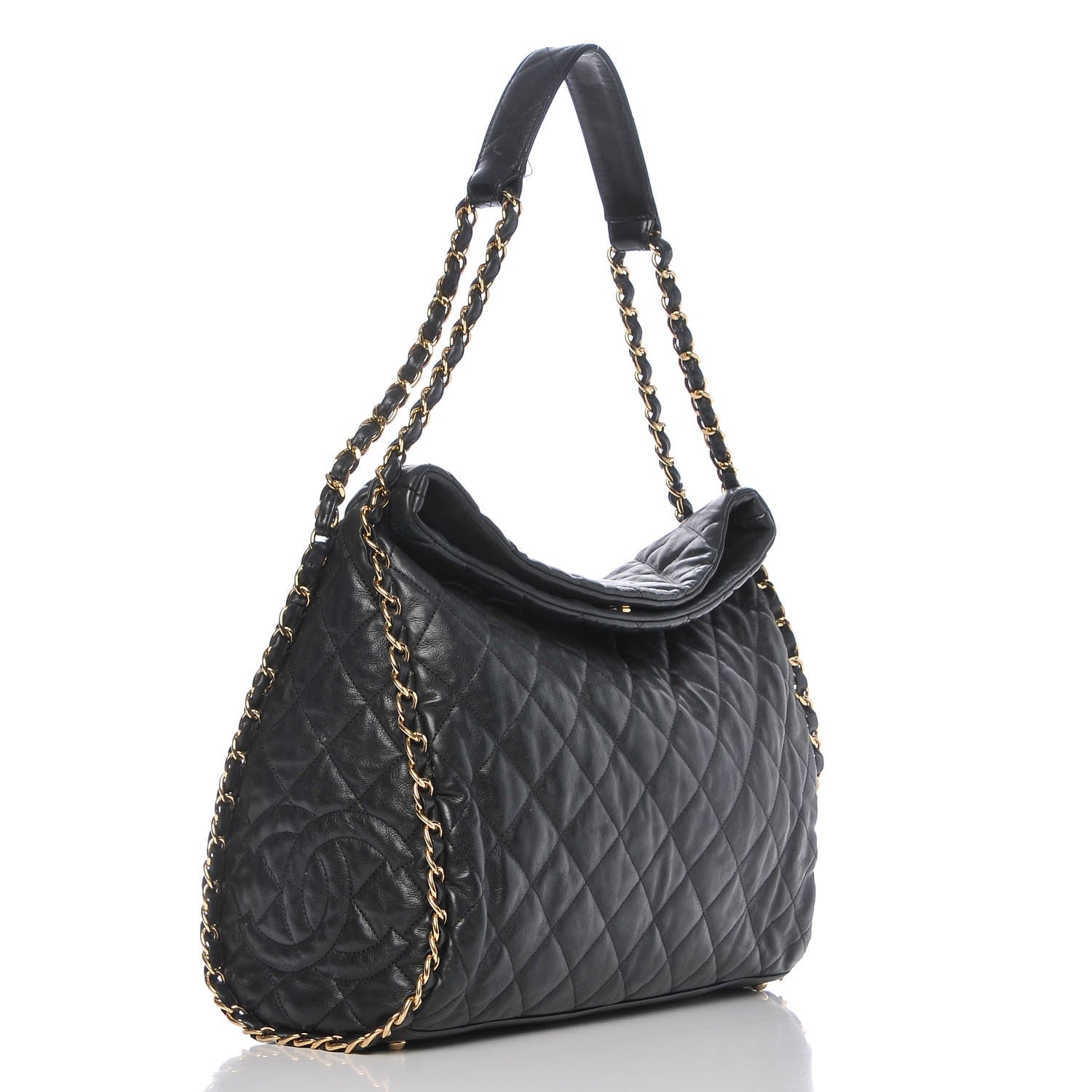 Chanel Calfskin Quilted Large Chain Me Hobo Black 3 of 9