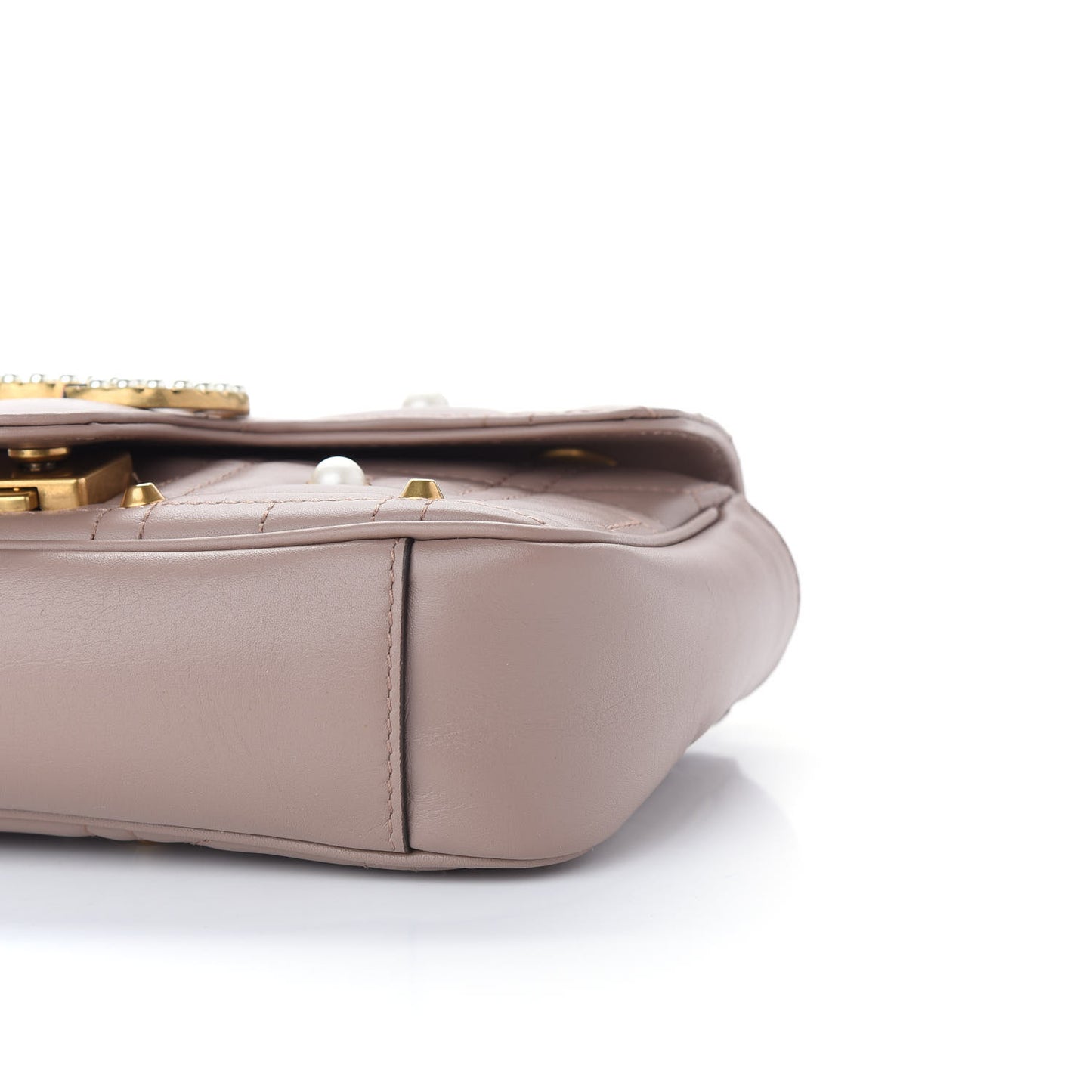 Calfskin Matelasse Studded Mini Pearly GG Marmont Shoulder Bag Porcelain Rose