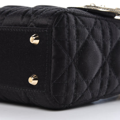 Christian Dior Satin Swarovski Crystal Cannage Mini Lady Dior Black 9 of 11