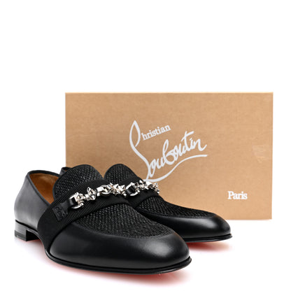 Christian Louboutin Calfskin Mens Penny Flat Loafers 7 Silver Black 8 of 8