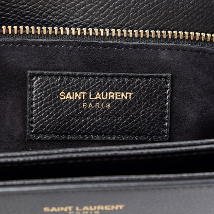 Saint Laurent Textured Calfskin Medium Classic Monogram Universite Bag Black 6 of 8