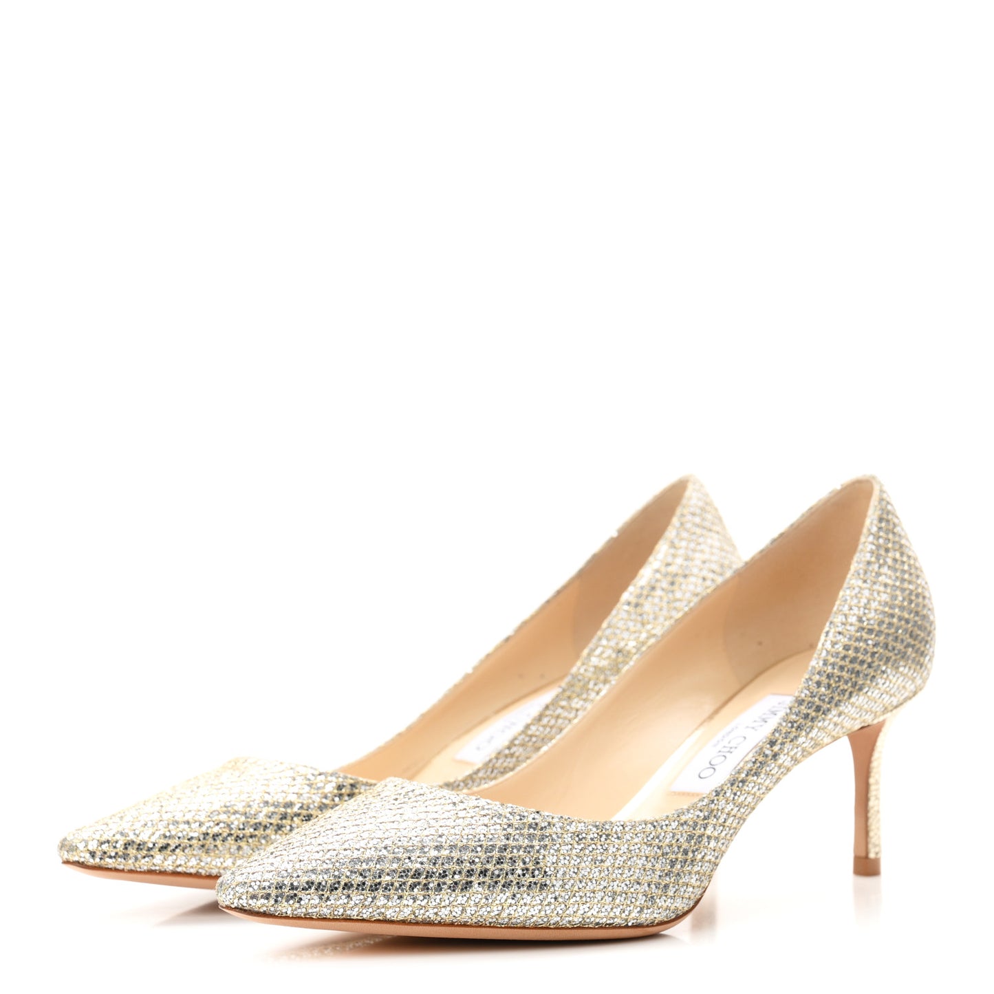 Lame Glitter Pointy Toe Romy 60 Pumps 39 Champagne