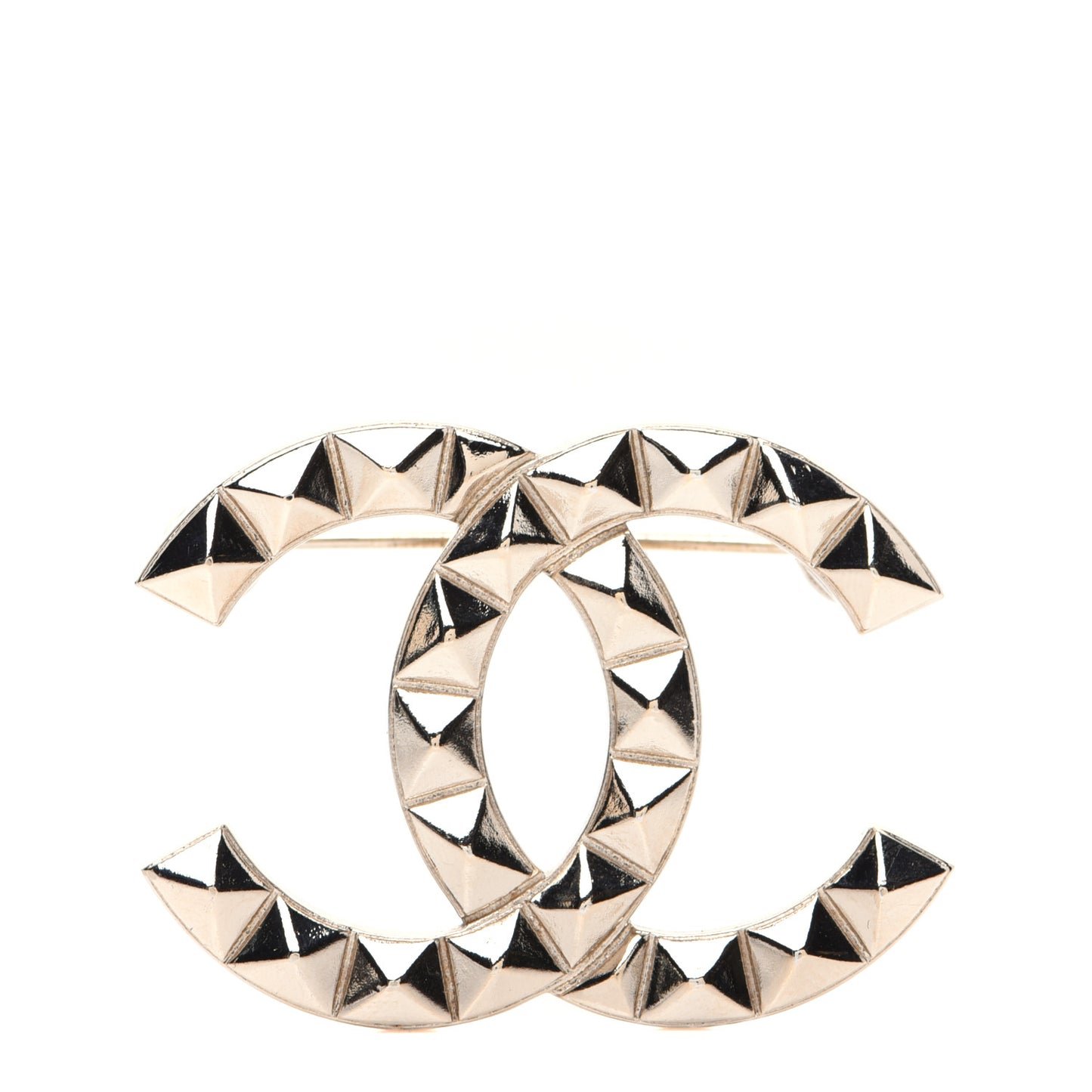 Studded CC Pin Brooch Gold