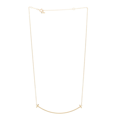Tiffany 18K Yellow Gold Large T Smile Pendant Necklace 2 of 4