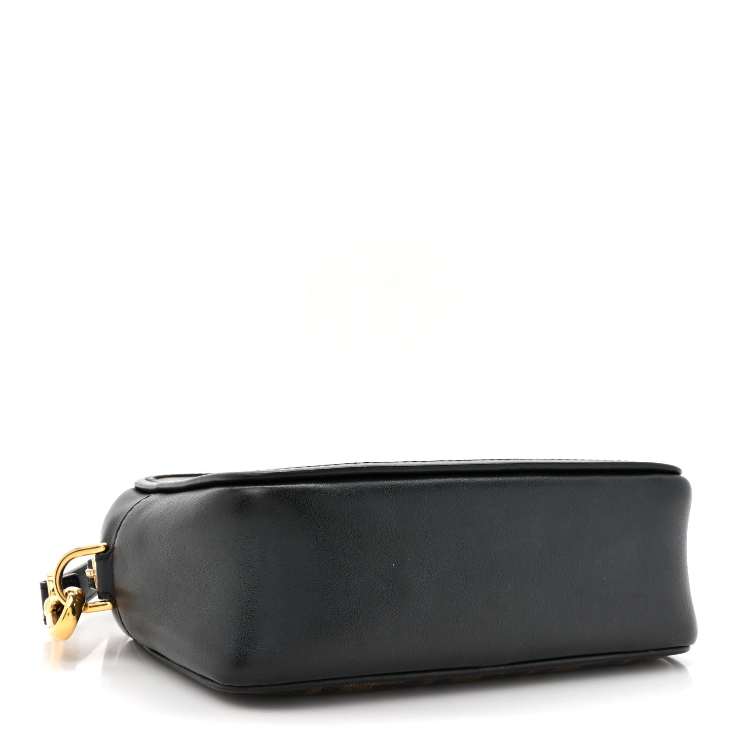 Fendi Glazed Fabric Vitello Century FF 1974 Stamp Patch Mini Camera Case Mogano Panna Black 4 of 13