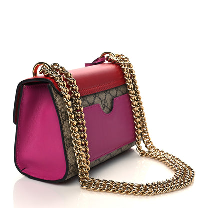 Gucci GG Supreme Monogram Calfskin Small Padlock Shoulder Bag Beige Hibiscus Red New Rosette 3 of 11