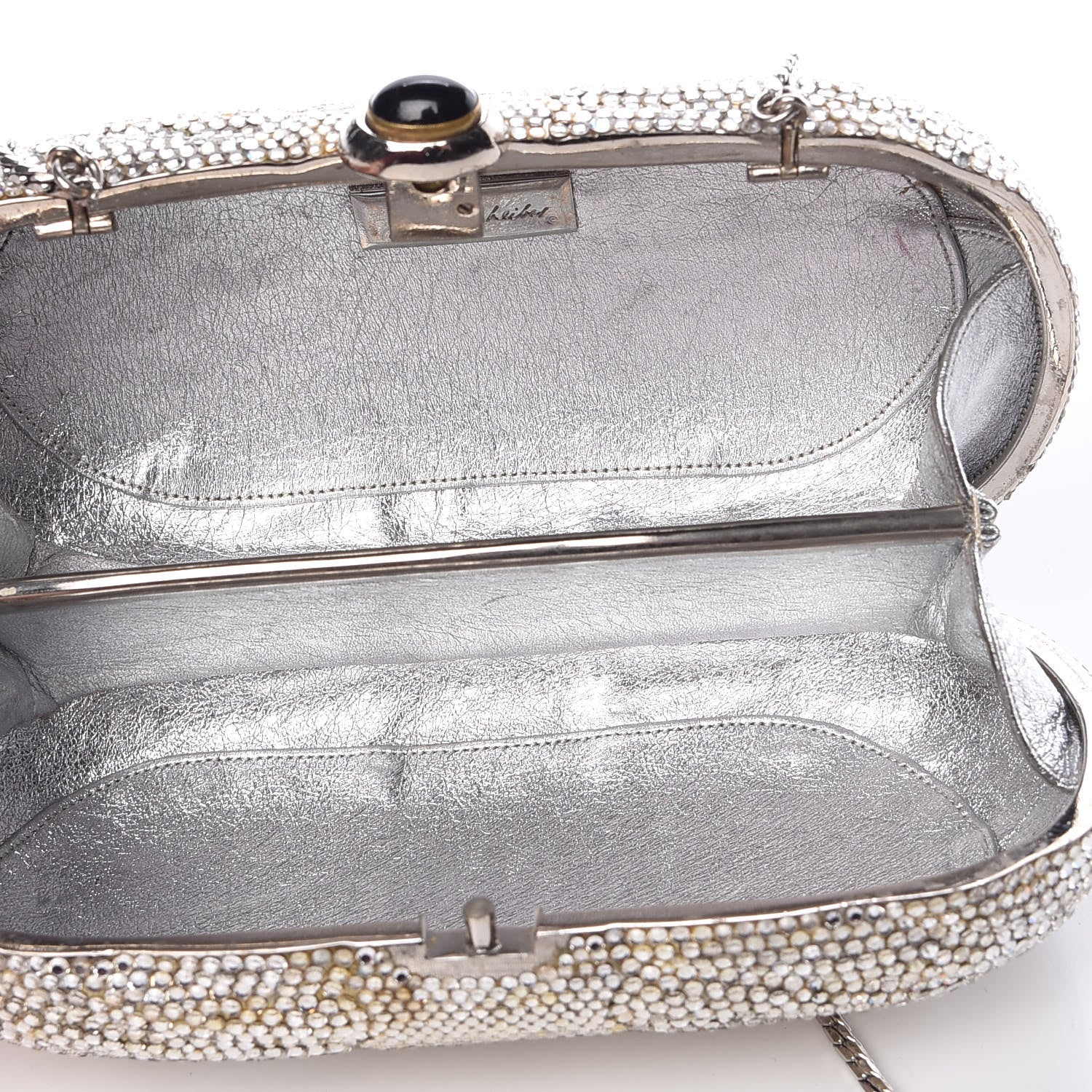 Judith Leiber Swarovski Crystal Minaudiere Clutch Silver 5 of 16
