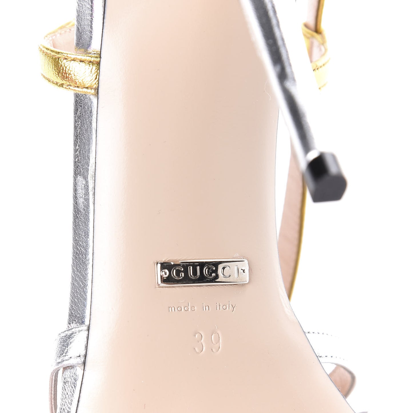 Metallic Nappa Crystal Zephyra Slingback High Heel Sandals 39 Silver Gold