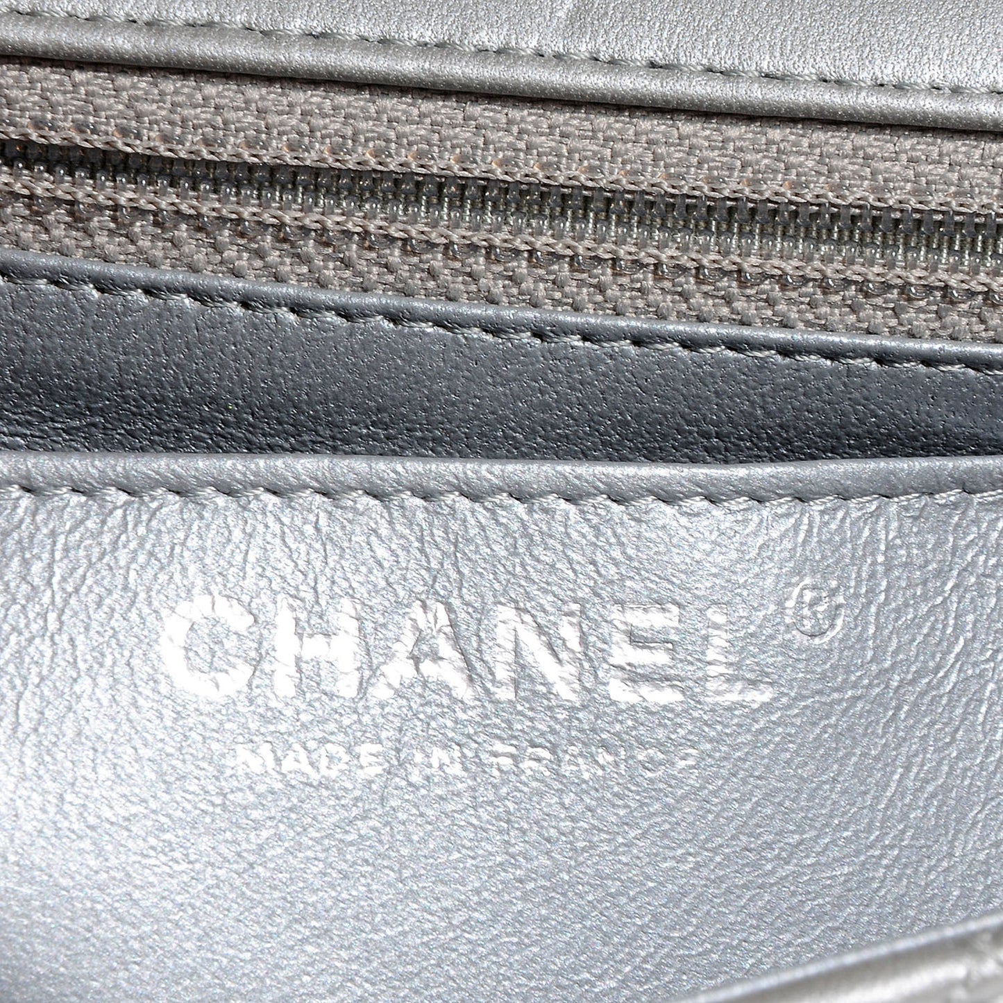 Lambskin Quilted Mini Flap Metallic Silver