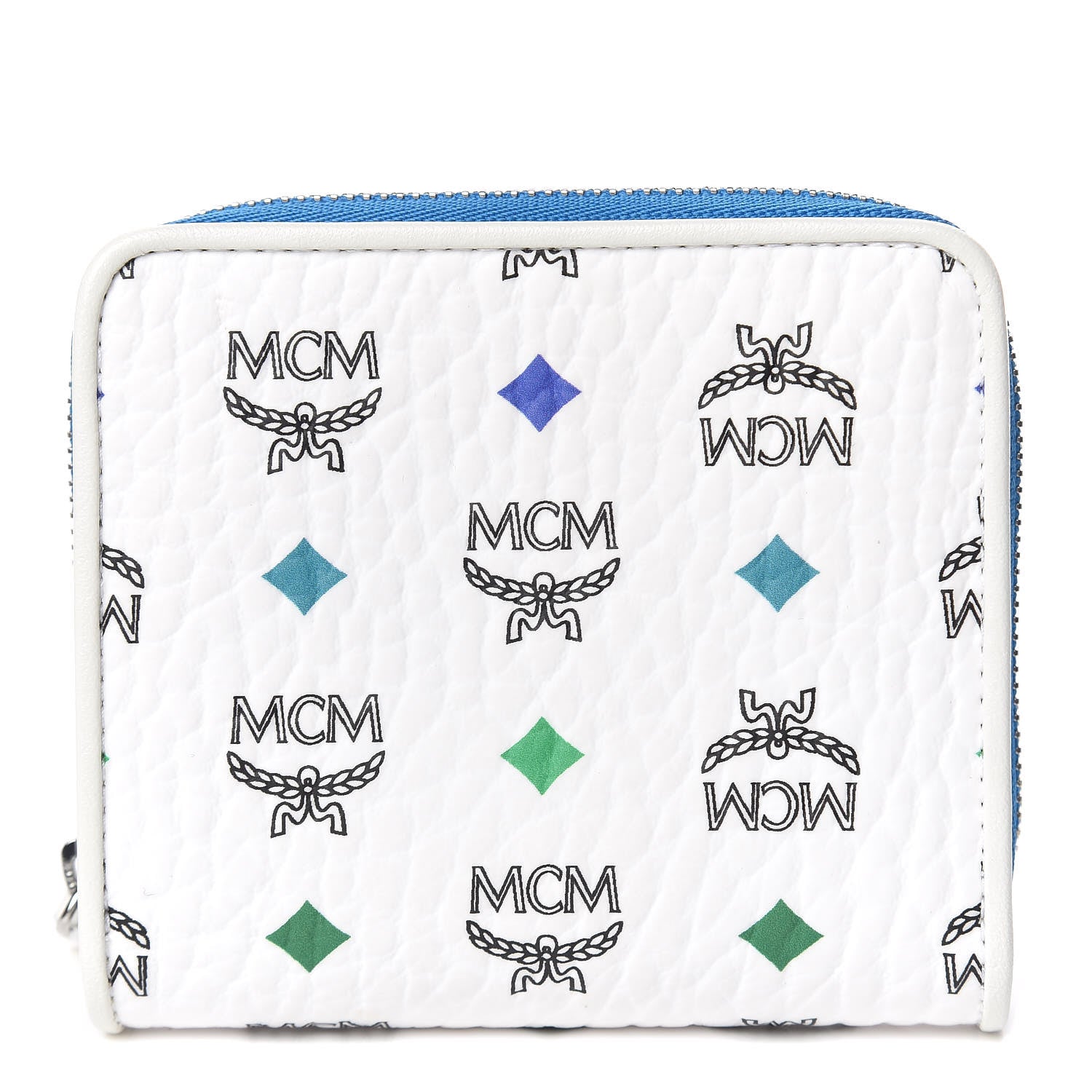 MCM Visetos Mini Zip Around Wallet White 1 of 7