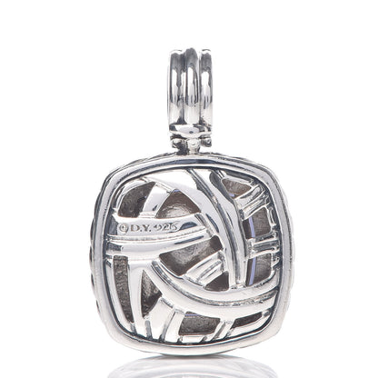 David Yurman Sterling Silver Diamond Lavender Moon Quartz 14mm Albion Enhancer Pendant 3 of 5
