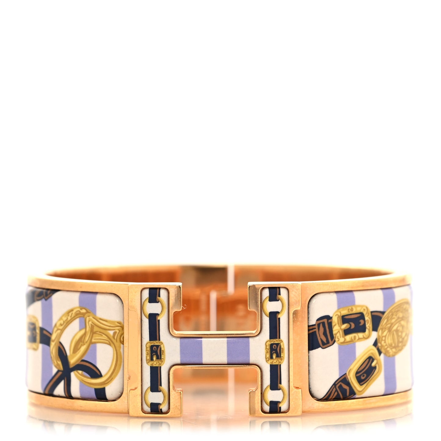 Enamel Printed Brides de Gala Bayadere Wide Clic Clac H Bracelet GM Lilas