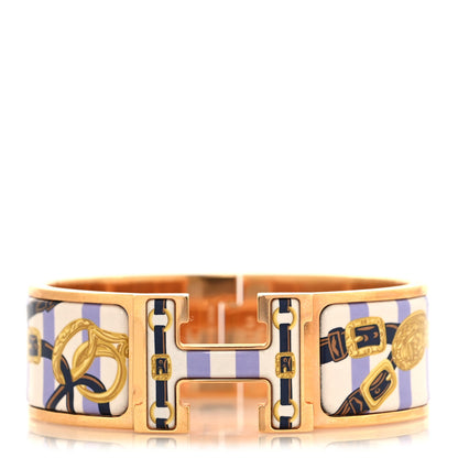 Hermes Enamel Printed Brides de Gala Bayadere Wide Clic Clac H Bracelet GM Lilas 1 of 4