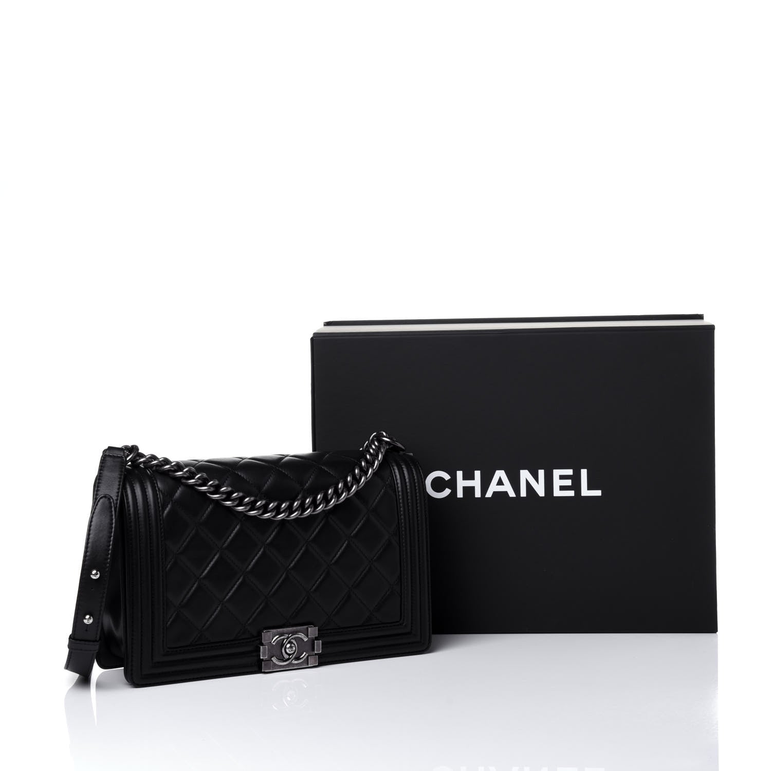 Chanel Calfskin Quilted New Medium Boy Flap Black 12 of 12