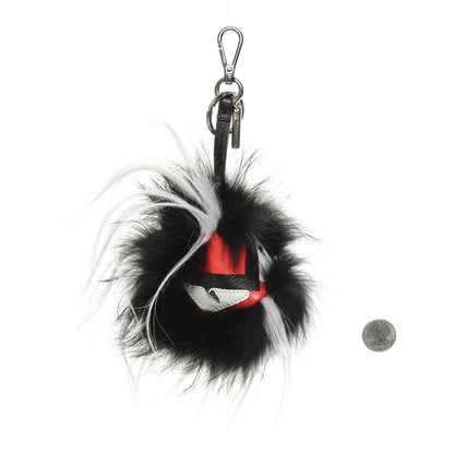 Fendi Vitello Elite Fox Goat Fur Igor Monster Bag Bug Cube Charm Rosso Black White 2 of 4
