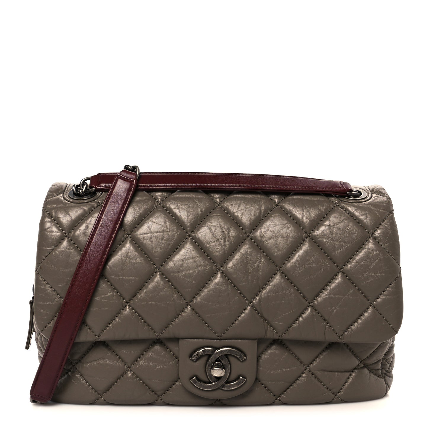 Aged Calfskin Jumbo New Portobello Flap Grey