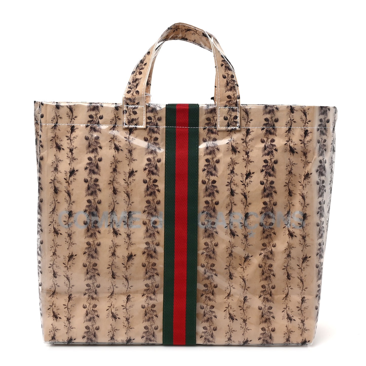 X COME DE GARCONS Plastic Web Floral Paper Shopper Tote