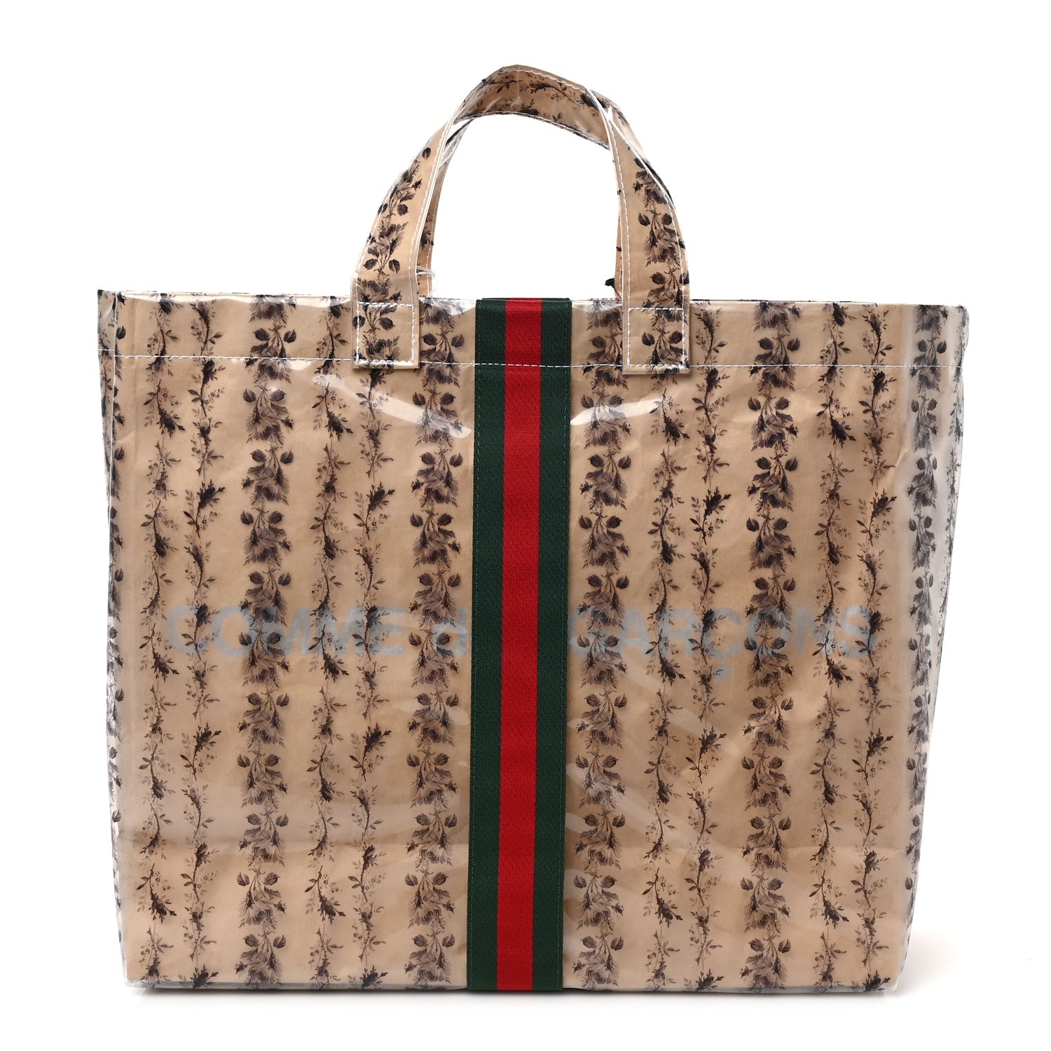 Gucci X COME DE GARCONS Plastic Web Floral Paper Shopper Tote 1 of 9