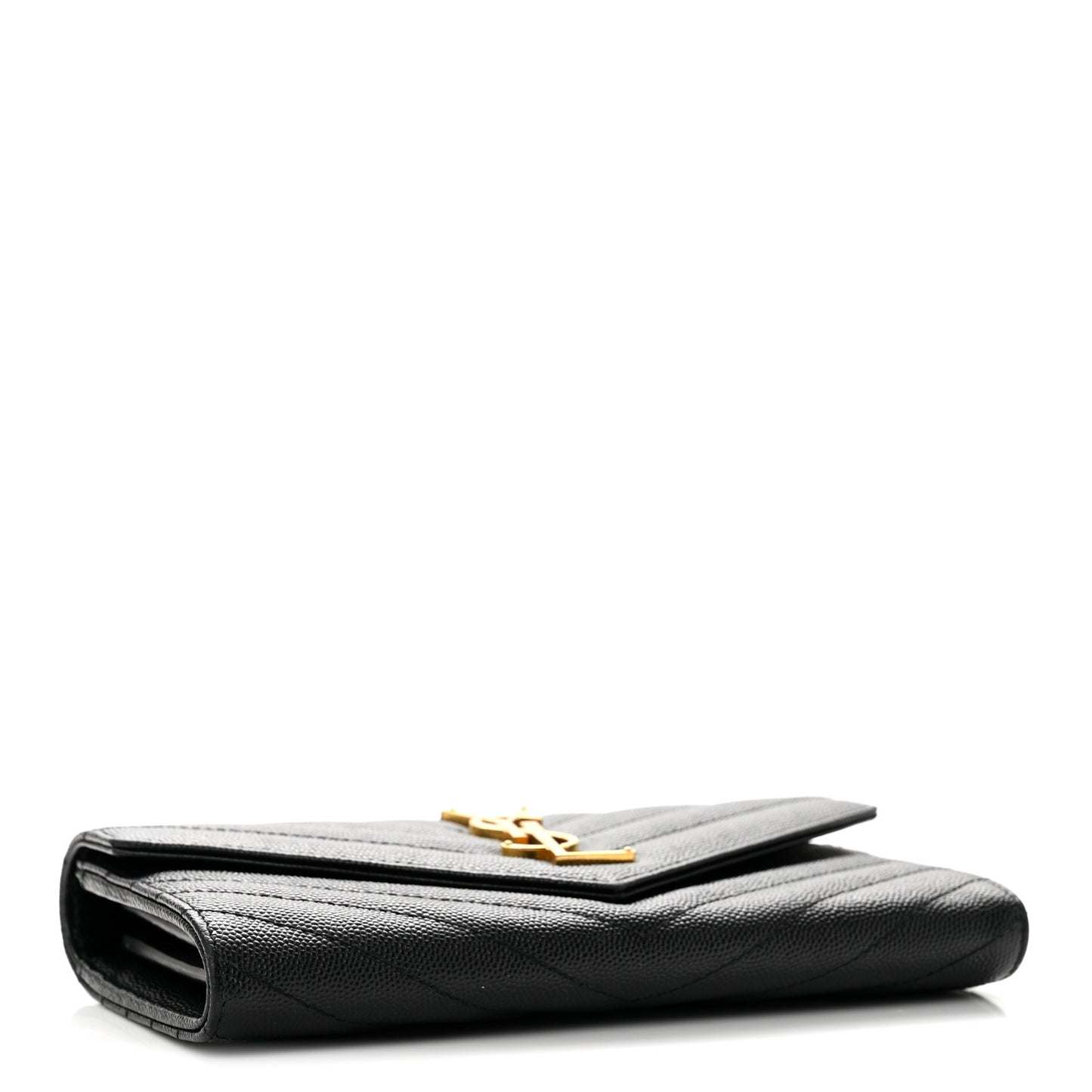 Grain De Poudre Matelasse Chevron Monogram Flap Wallet Black