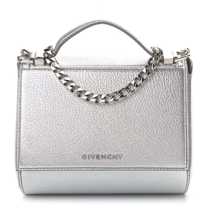Givenchy Metallic Calfskin Mini Pandora Box Chain Crossbody Bag Silver 1 of 7