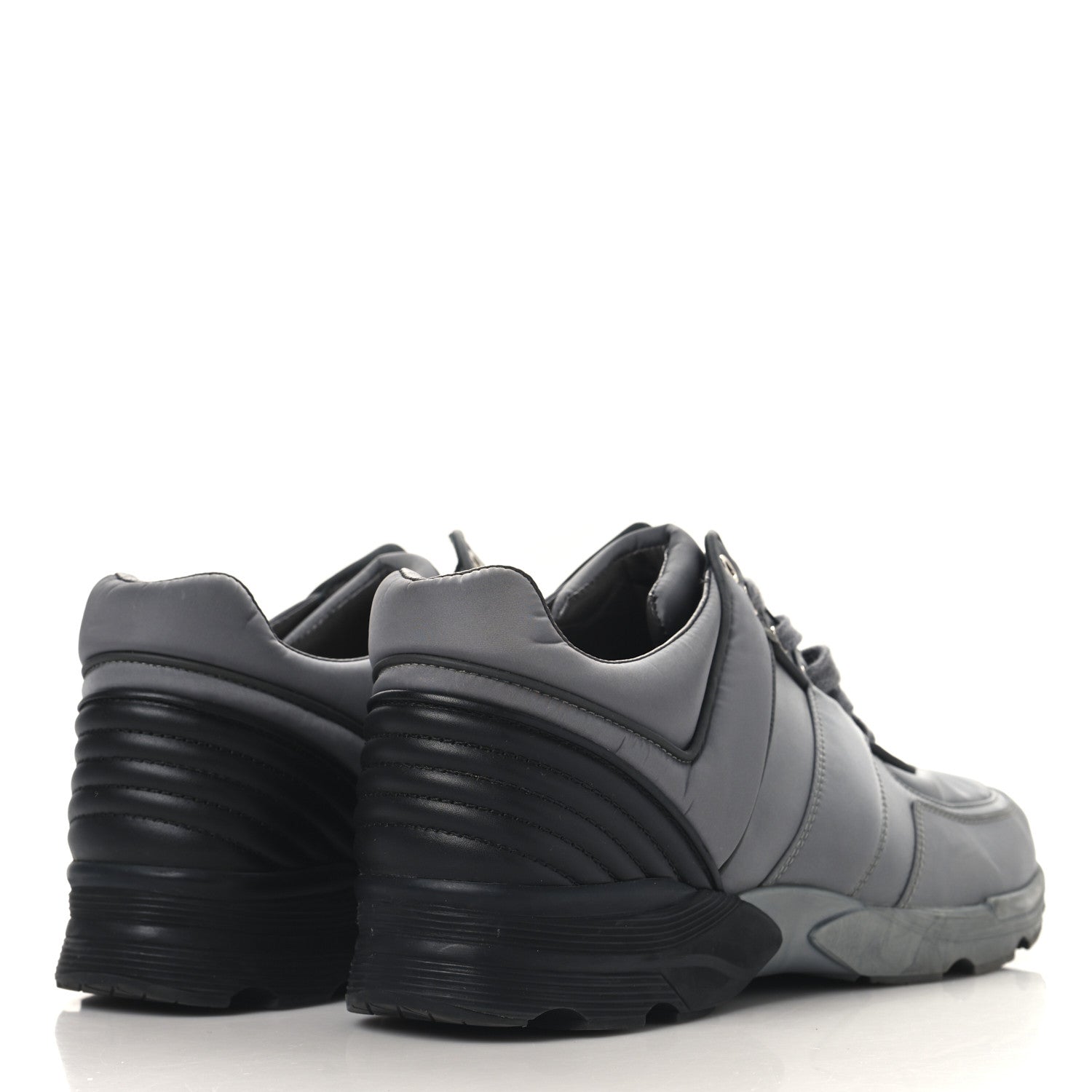Chanel Calfskin Nylon Womens CC Sneakers 41.5 Grey 5 of 8