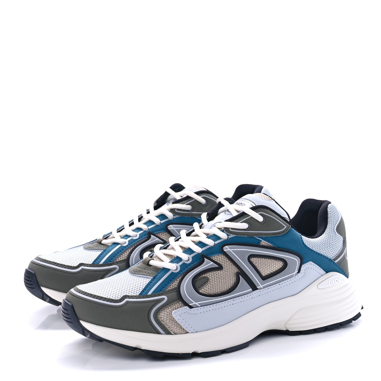 Christian Dior Technical Mesh Calfskin Mens B30 Sneakers 42 White Blue 3 of 8