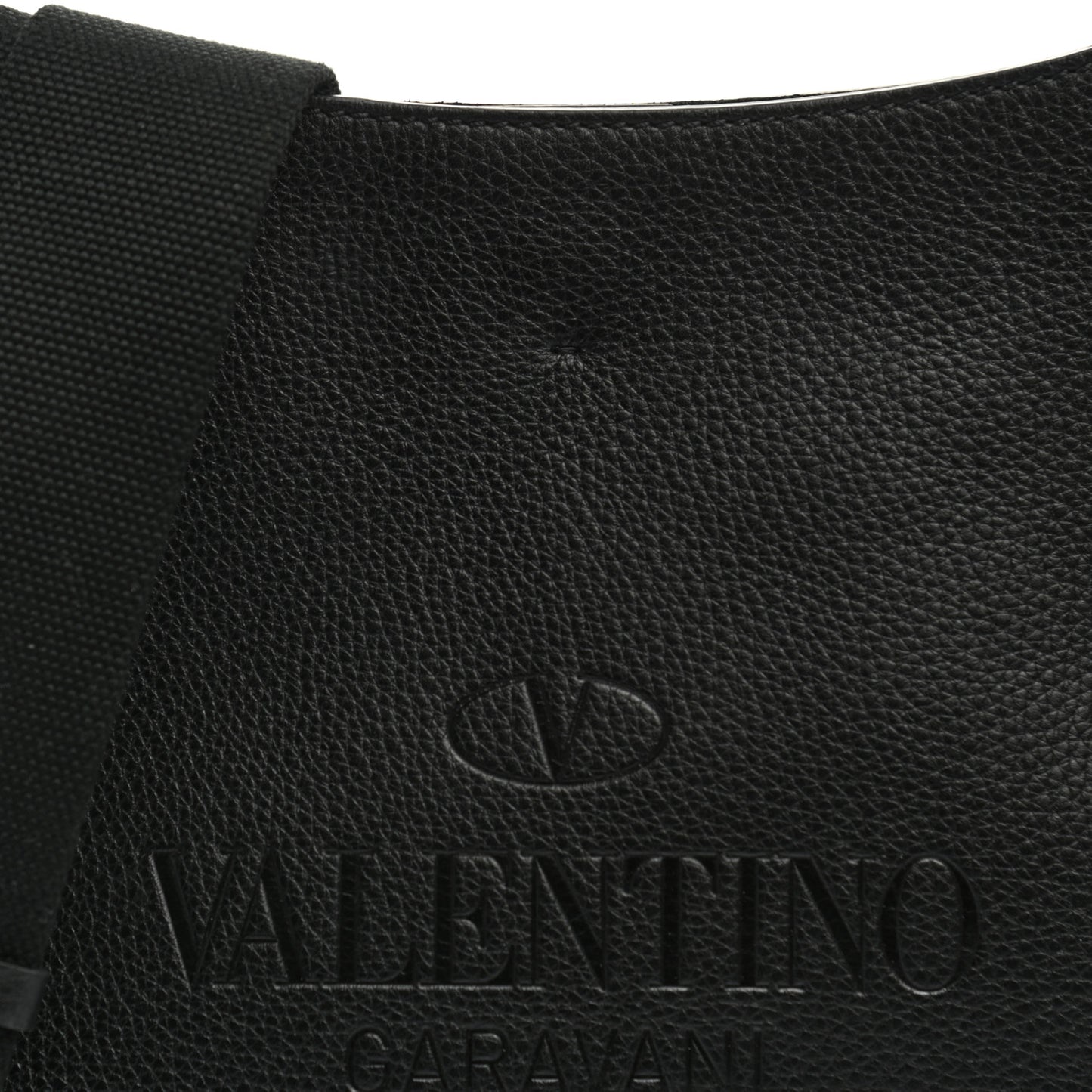Calfskin Logo Embossed Crossbody Bag Black