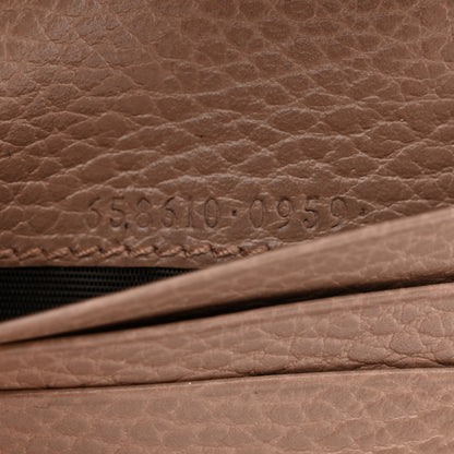 Gucci Dollar Calfskin GG Supreme Monogram GG Marmont Card Case Porcelain Rose Beige Ebony 7 of 7
