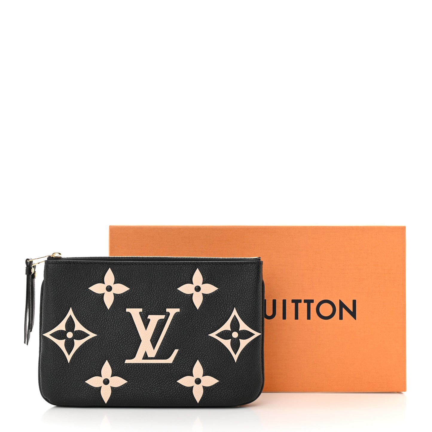 Empreinte Monogram Giant Double Zip Pochette Black Cream
