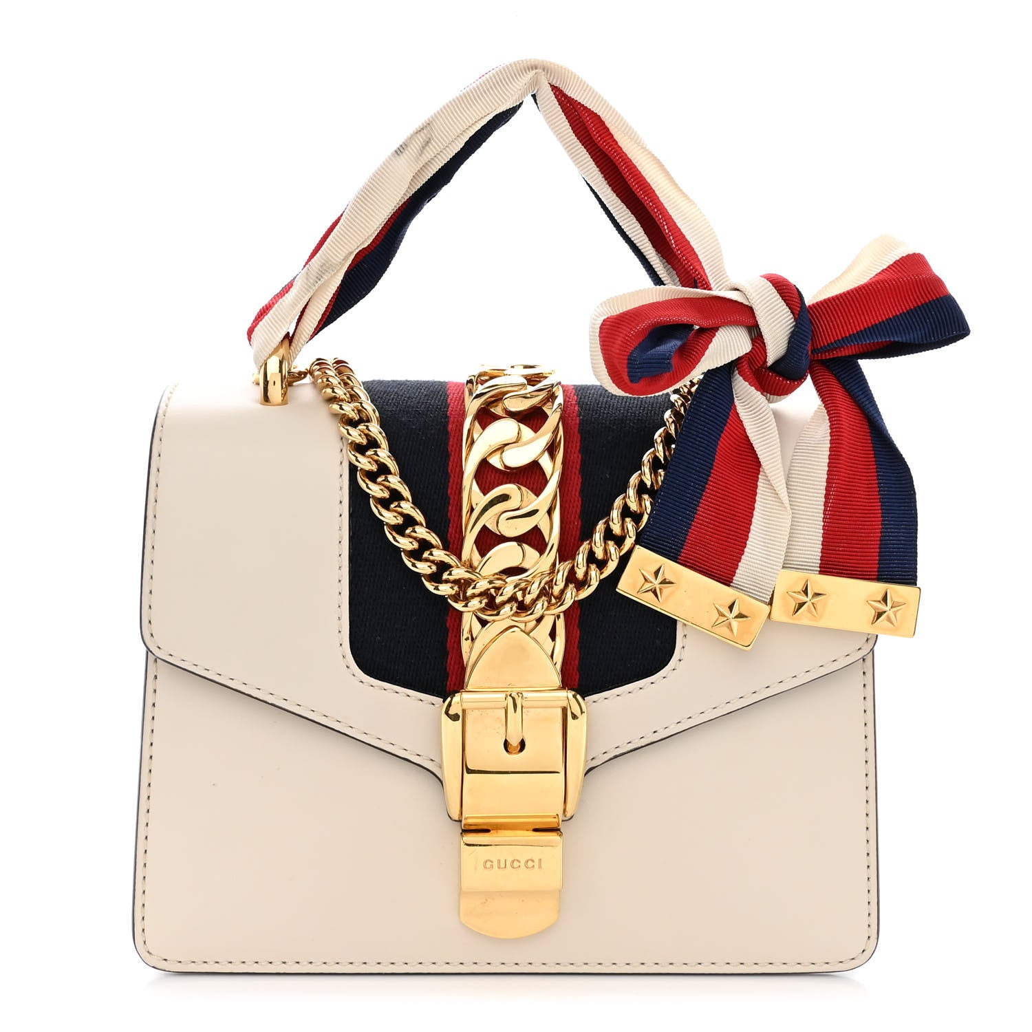Gucci Calfskin Mini Sylvie Chain Shoulder Bag White 1 of 13