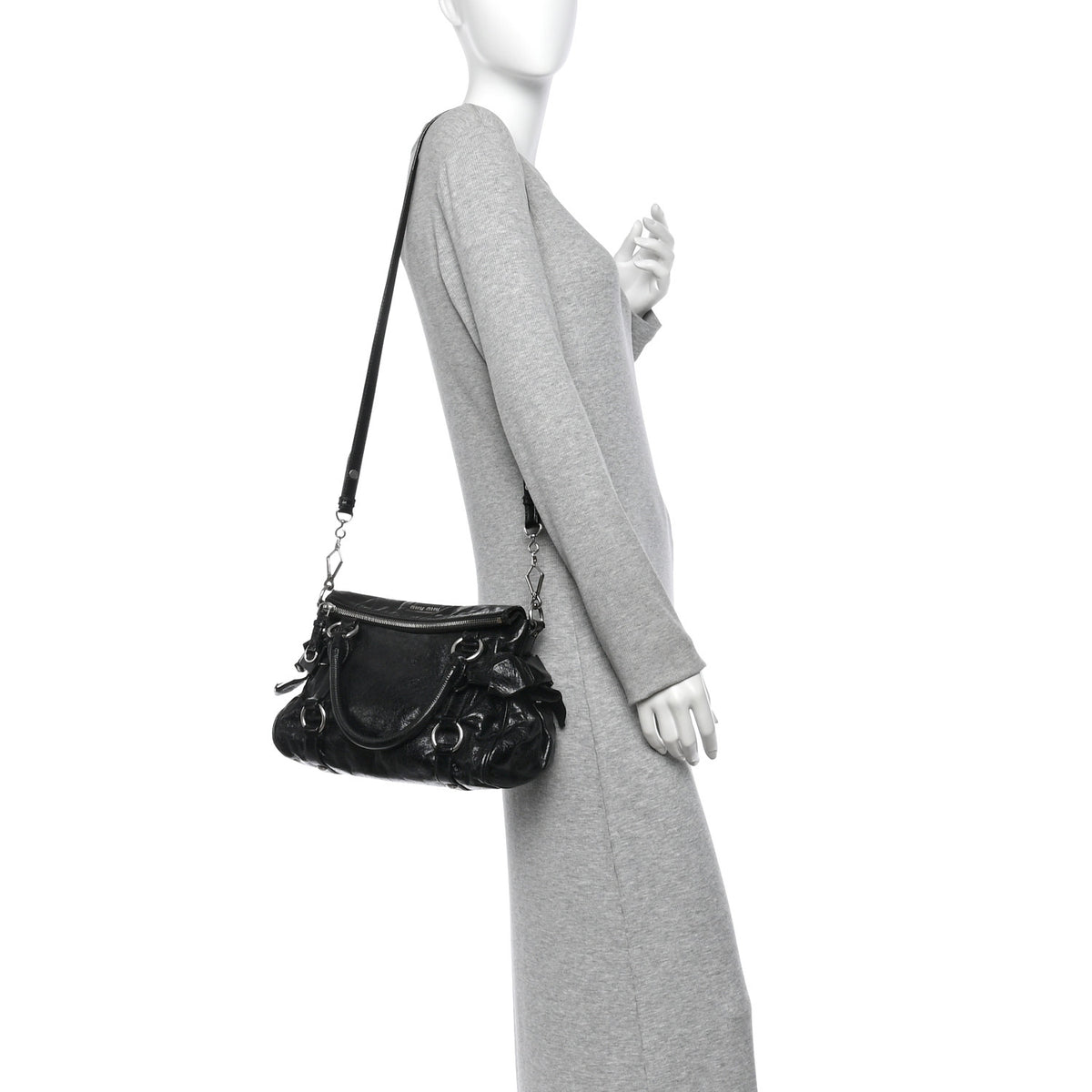 Vitello Lux Mini Bow Bag Black
