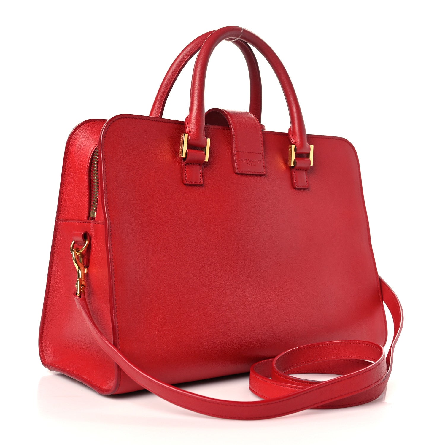 Saint Laurent Calfskin Small Monogram Cabas Lipstick Red 3 of 9