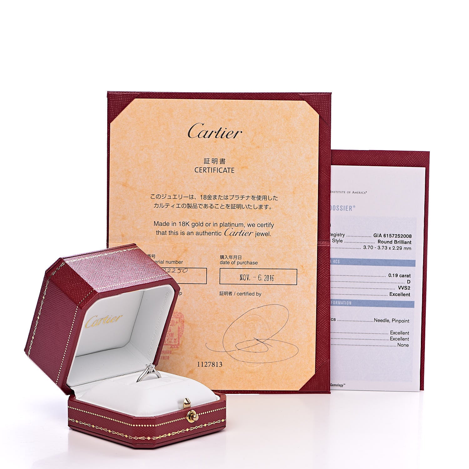 Cartier Platinum Diamond 0.19ct Solitaire Engagement Ring 50 5.25 7 of 7
