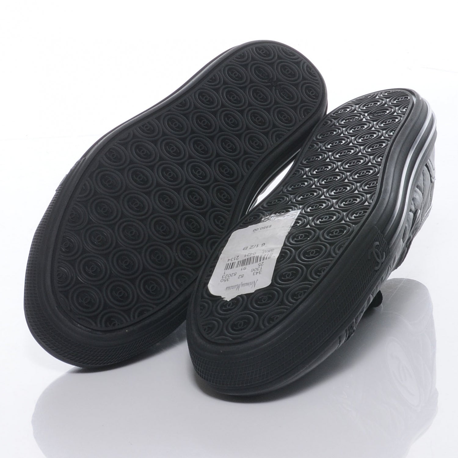 Chanel Leather Quilted CC Sneakers Black 36 5 of 6