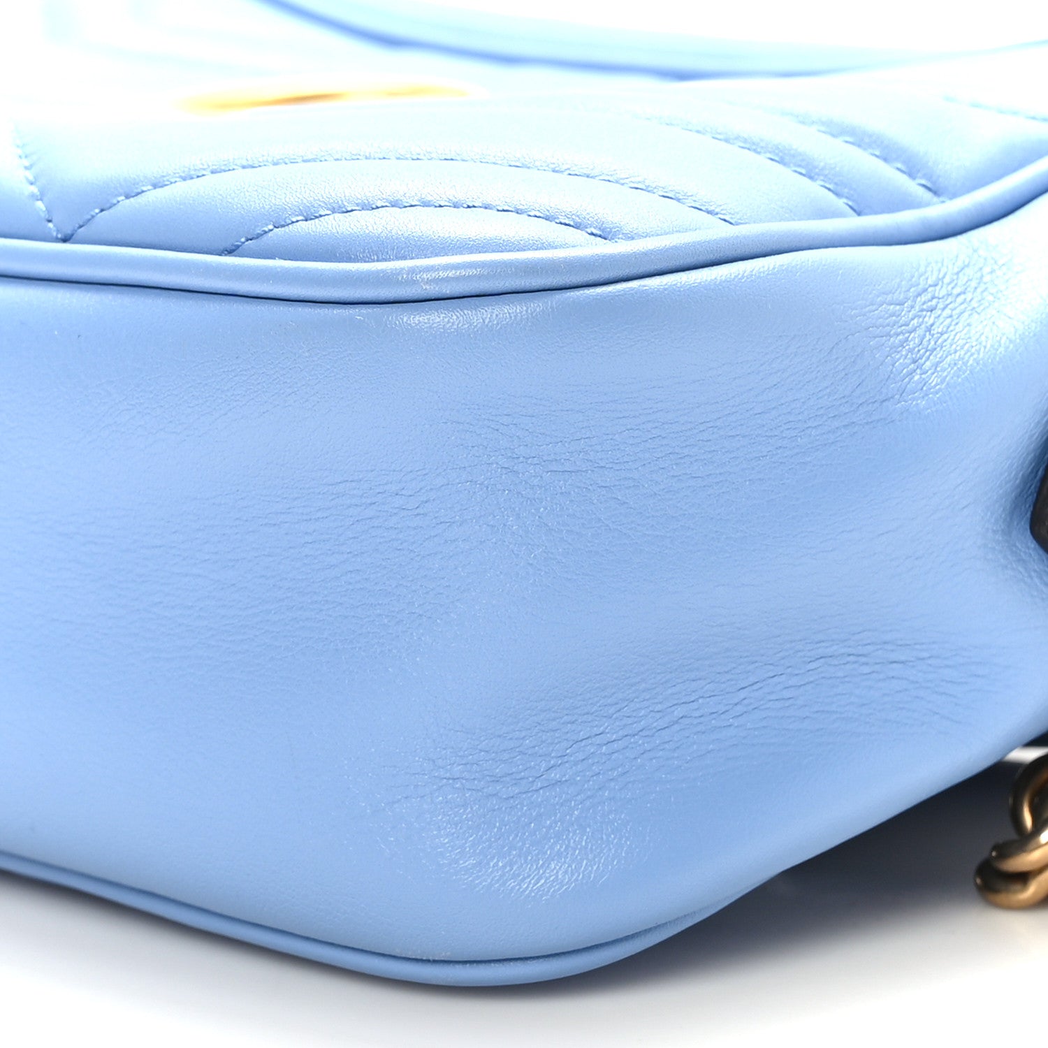 Gucci Calfskin Matelasse Small GG Marmont Chain Shoulder Bag Clear Sky Blue 9 of 9