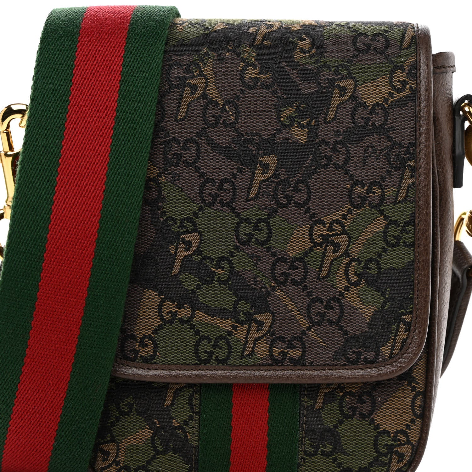 Gucci X PALACE GG P Canvas Monogram Web Camouflage Flap Messenger Brown 8 of 11