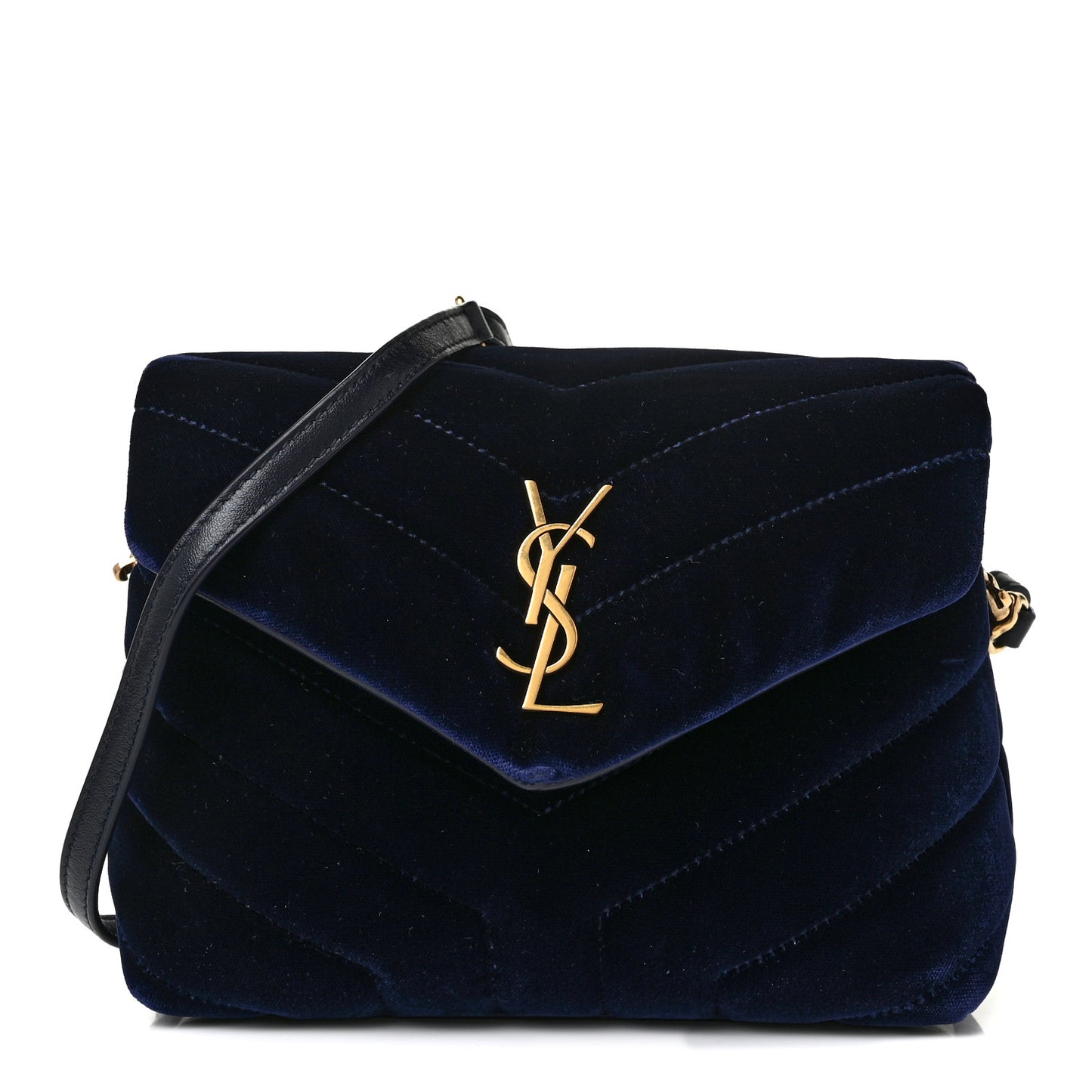 Velvet Y Quilted Monogram Toy Loulou Crossbody Bag Navy