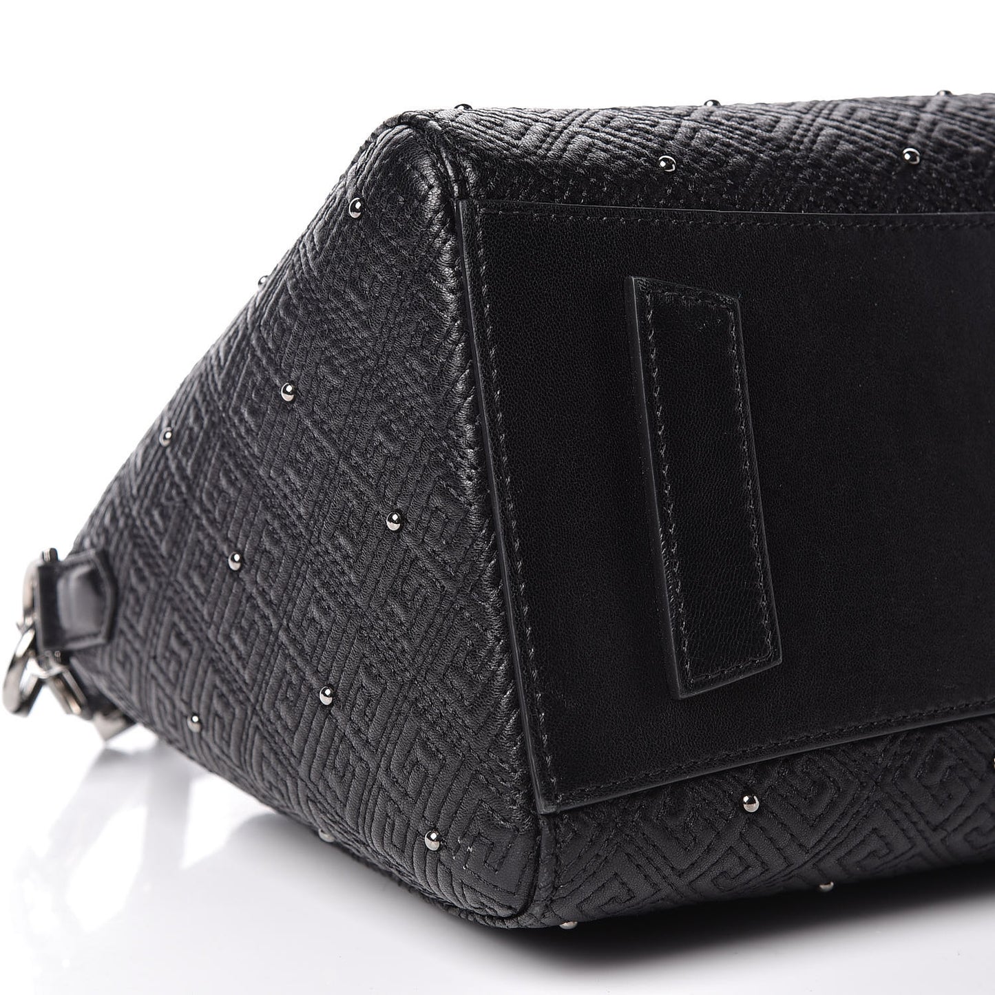 Lambskin Logo Embossed Small Studded Antigona Black