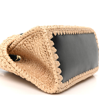 Salvatore Ferragamo Raffia Effect Calfskin XS Hug Bag Natural Black 9 of 10