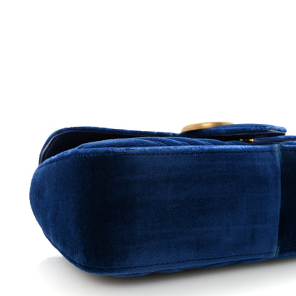 Gucci Velvet Matelasse Small GG Marmont Shoulder Bag Cobalt Blue 9 of 10