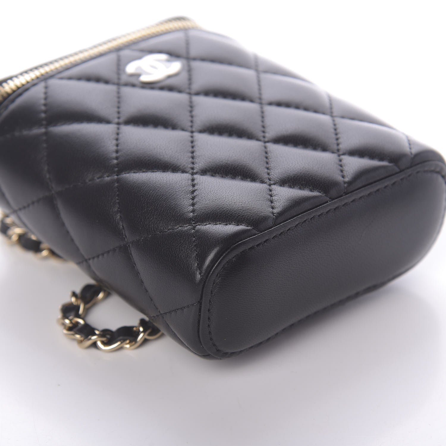 Chanel Lambskin Quilted Small Vertical Coco Beauty Vanity Case With Chain Black 8 of 9
