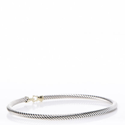 David Yurman Sterling Silver 18K Yellow Gold 3mm Cable Buckle Bracelet 3 of 4