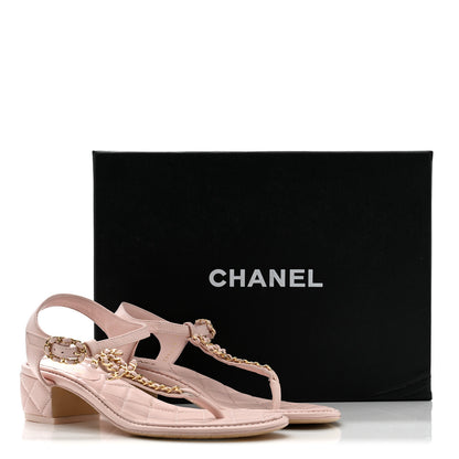 Chanel Lambskin Chain CC Logo Thong Sandals 39 Light Pink 13 of 13