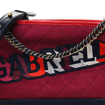 Chanel Wool Calfskin Quilted Medium Gabrielle Hobo Red 8 of 10