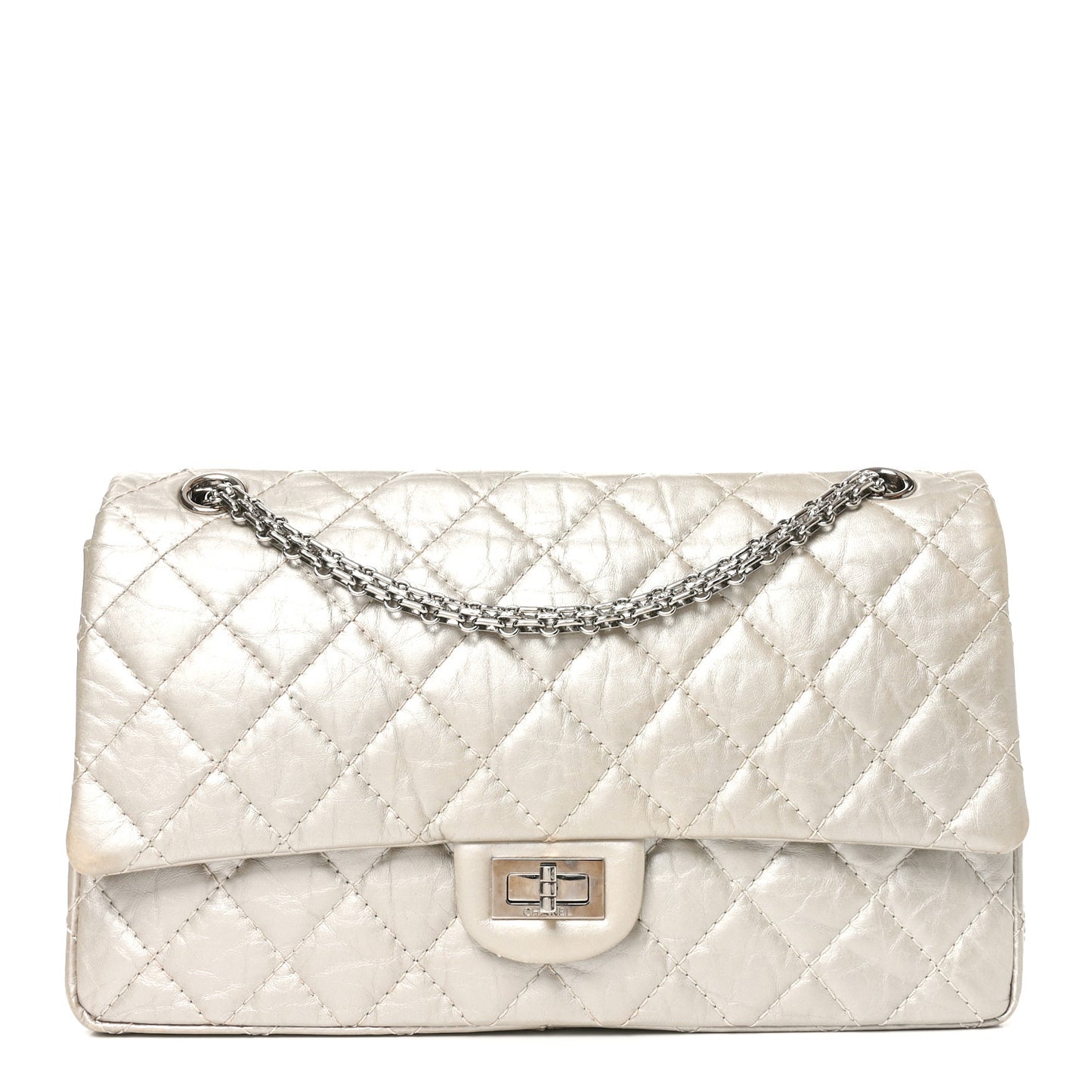 Metallic Aged Calfskin Quilted 2.55 Reissue 226 Flap Silver