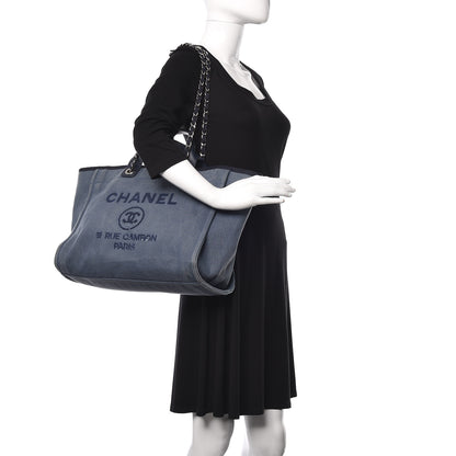 Chanel Canvas Sequin Large Deauville Tote Navy 2 of 10