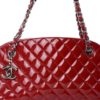 Chanel Patent Quilted Medium Just Mademoiselle Bowling Bag Red 14 of 14