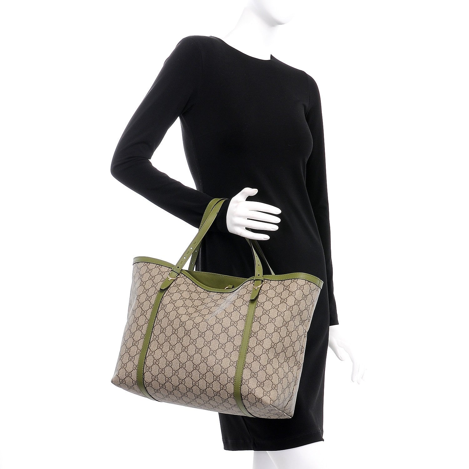 Gucci GG Supreme Monogram Medium Nice Tote Green 2 of 7