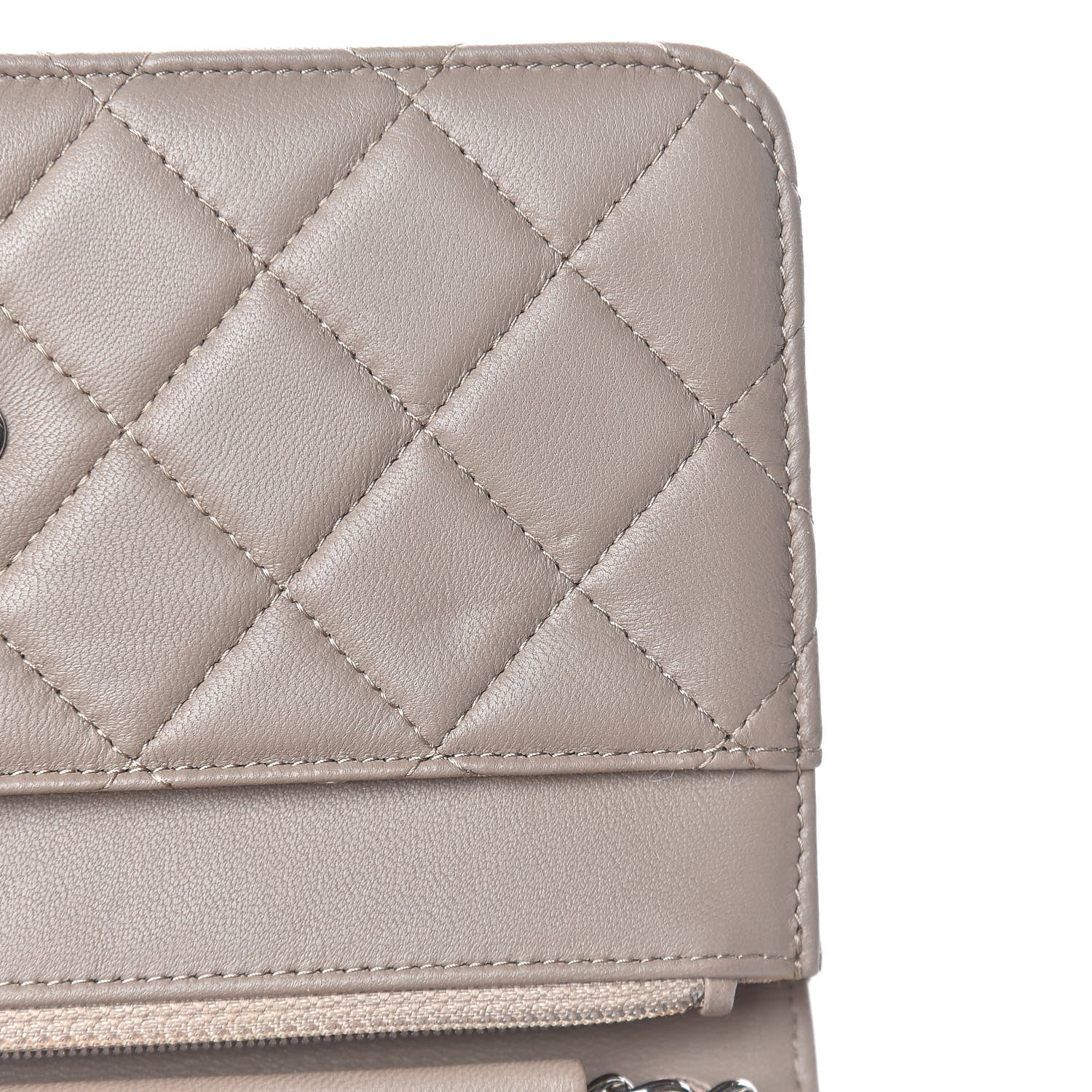 Chanel Lambskin Quilted Wallet on Chain WOC Taupe 13 of 15